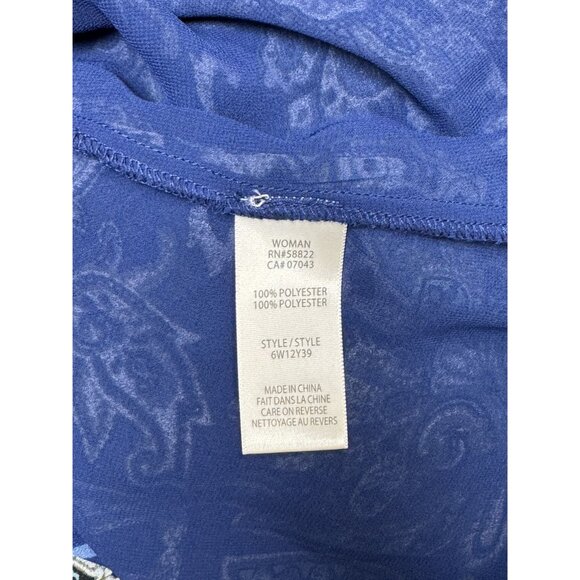 Max Studio Size 3 XL Womens Blouse Print Blue & White Paisley Cold Shoulder Top - Picture 13 of 14